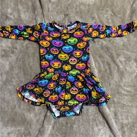 Bums & Roses Neon Pumpkin Ruffle Dress - Picture 1 of 4